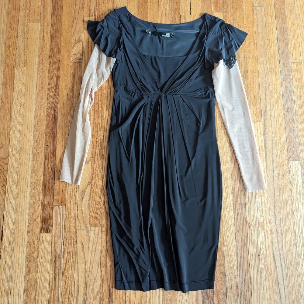 Love Moschino Midi Grey Front Pleated Dress